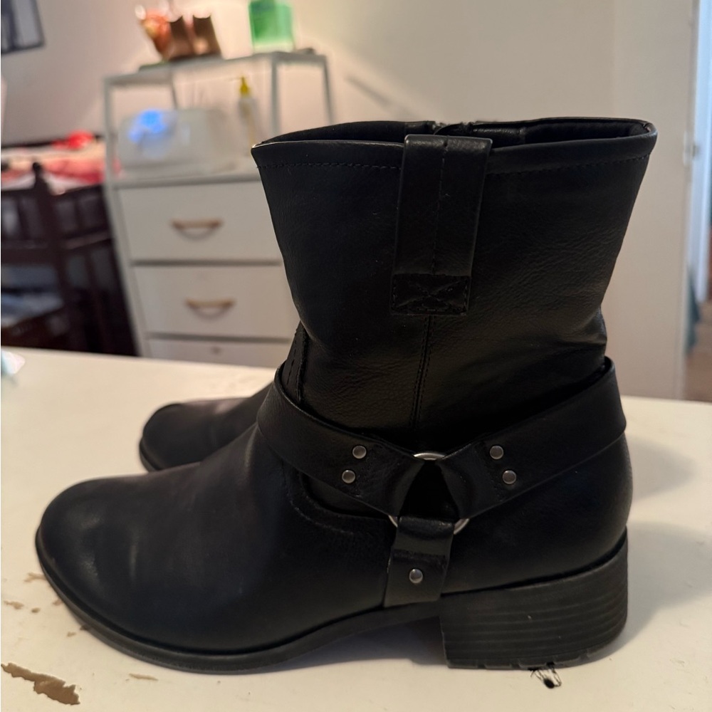 Frye and Co Black Biker Boots